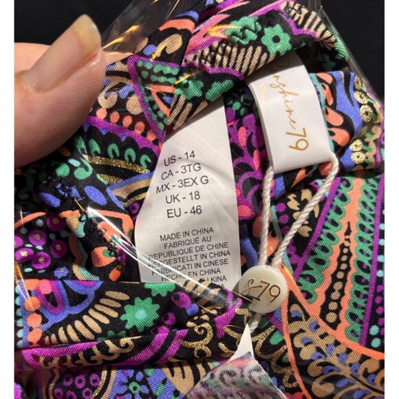 Paisley Tankini Swimsuit TOP ONLY With Adjustable Halter Neck & UPF 50+ Size 14 - Picture 4 of 5